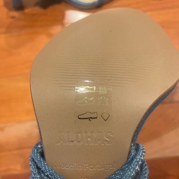 Alohas Kendra Bloom Denim Blue Tie Strap Sandals - Women's EU 37 - Picture 9 of 13